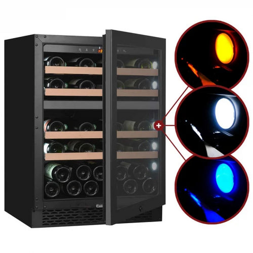 Pevino Majestic 39 Bottle Dual Zone Freestanding / Built-In Premium Wine Cooler – Black
